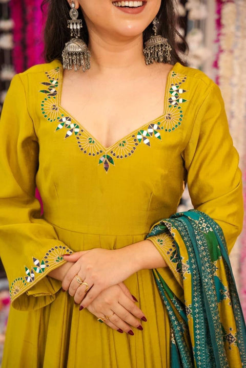 Printed Rayon Blend Stitched Anarkali Gown