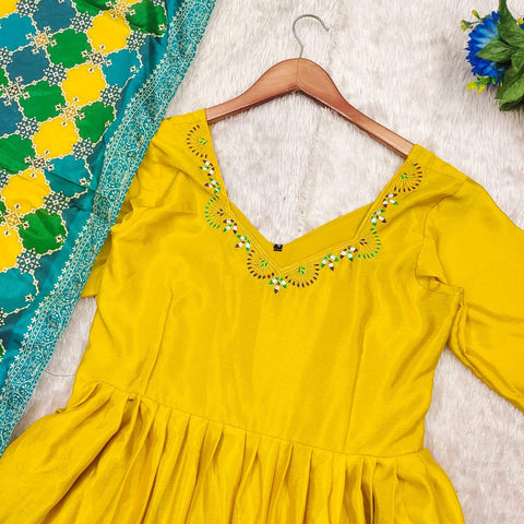 Printed Rayon Blend Stitched Anarkali Gown