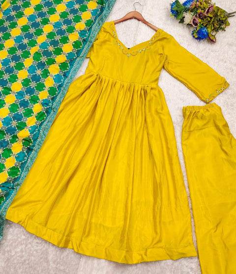 Printed Rayon Blend Stitched Anarkali Gown
