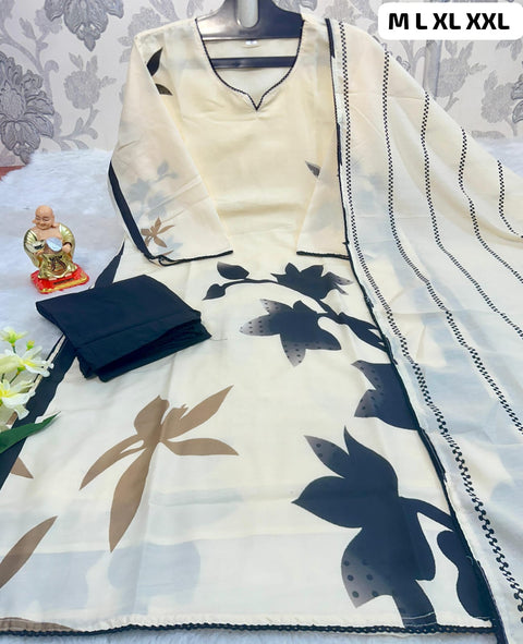 Viscose Rayon Embroidered Straight Kurti with pant and dupatta suit