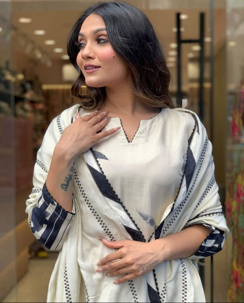 Viscose Rayon Embroidered Straight Kurti with pant and dupatta suit