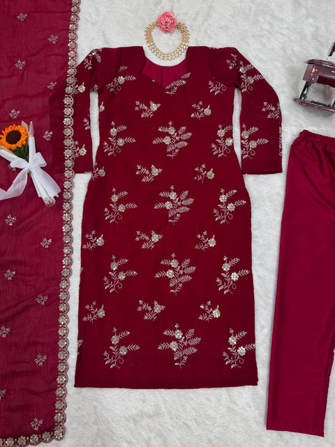 New Designer Collection in Pure Georgette With Heavy Embroidery Work Stitched Suit