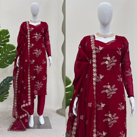 New Designer Collection in Pure Georgette With Heavy Embroidery Work Stitched Suit