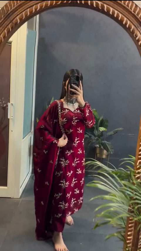 New Designer Collection in Pure Georgette With Heavy Embroidery Work Stitched Suit