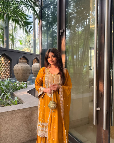 Designed and customised this beautiful hand embroidered gharara suit