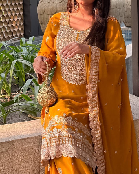 Designed and customised this beautiful hand embroidered gharara suit