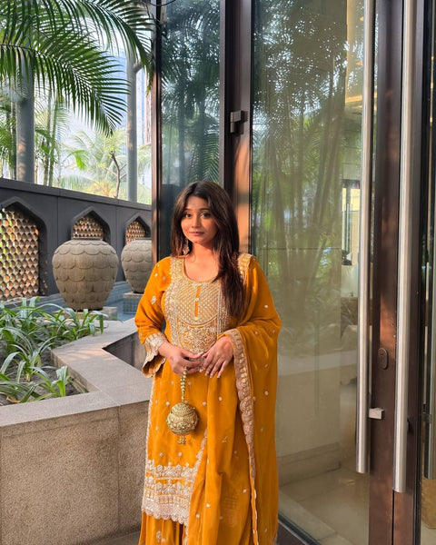 Designed and customised this beautiful hand embroidered gharara suit
