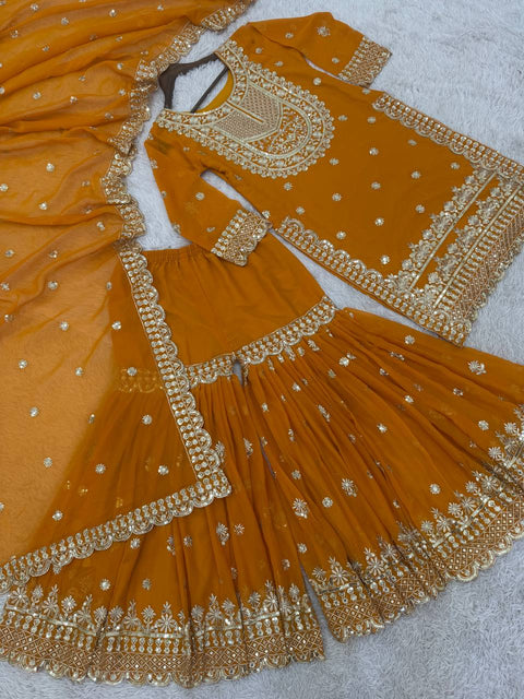 Designed and customised this beautiful hand embroidered gharara suit