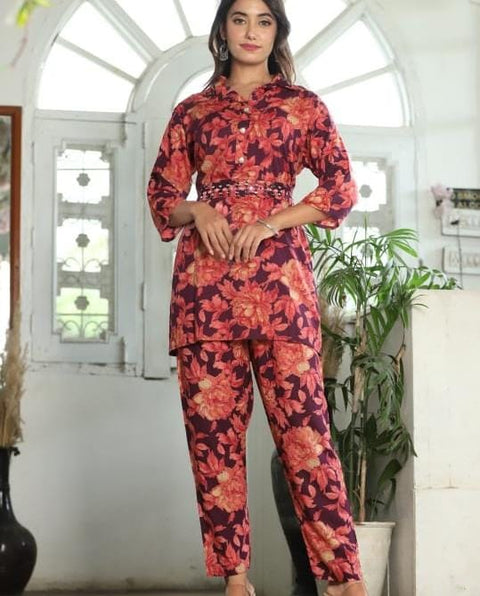 Febq Women's Designer Print Co-Ord Suit