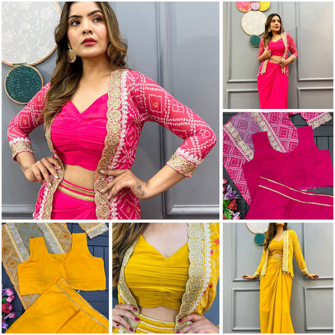 Trending Party Wear Koti With Dhoti Style Sharara Choli
