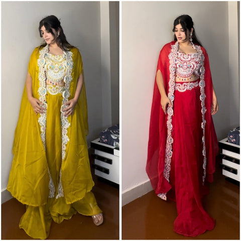 PLATED DHOTI WITH BLOUSE,KOTI AND BELT