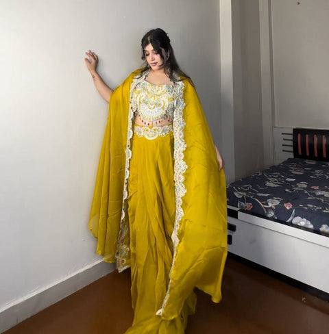PLATED DHOTI WITH BLOUSE,KOTI AND BELT