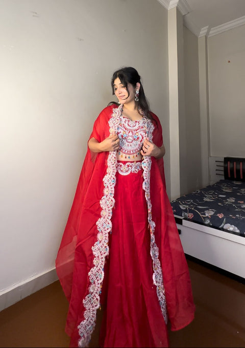 PLATED DHOTI WITH BLOUSE,KOTI AND BELT