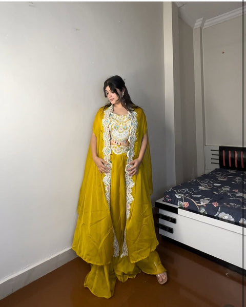 PLATED DHOTI WITH BLOUSE,KOTI AND BELT