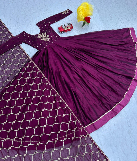 Georgette Embroidered Readymade Designer Gown