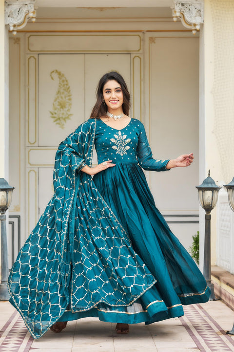 Georgette Embroidered Readymade Designer Gown
