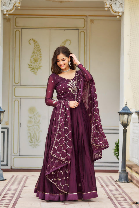 Georgette Embroidered Readymade Designer Gown