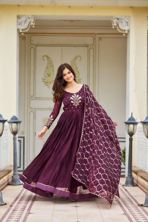 Georgette Embroidered Readymade Designer Gown