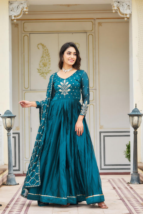 Georgette Embroidered Readymade Designer Gown