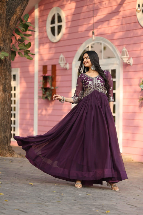Printed Rayon Blend Stitched Anarkali Gown