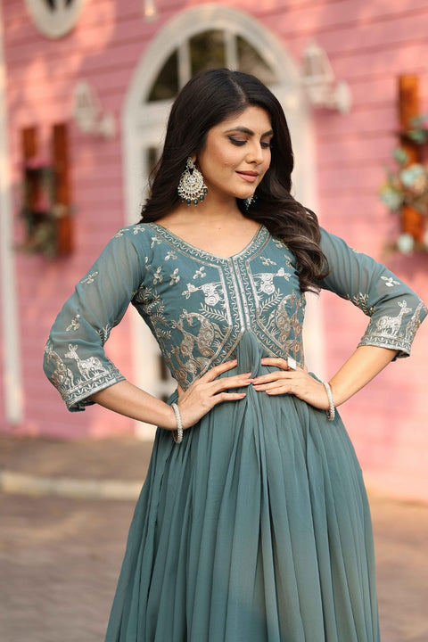Printed Rayon Blend Stitched Anarkali Gown