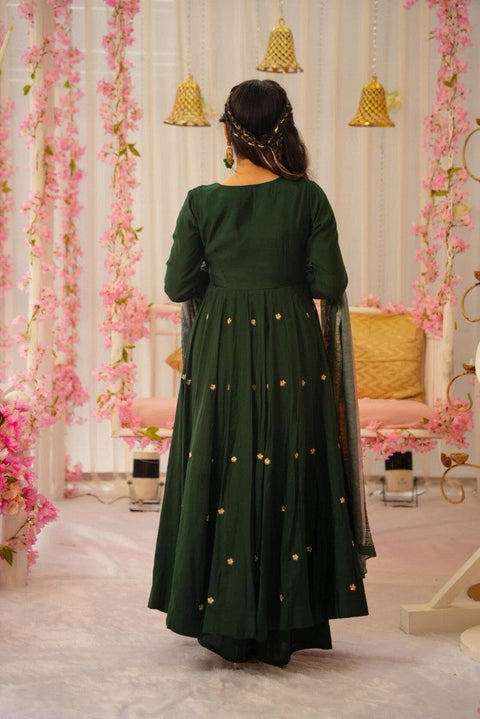 Pure Chinon Silk V Neck Traditional Design Anarkali Salwar Suit With Dupatta