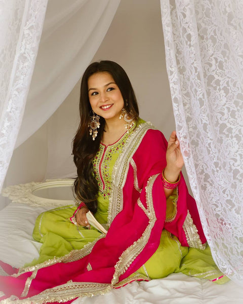 Faux Georgette Suit Set with Sequin Work