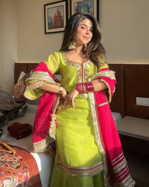 Faux Georgette Suit Set with Sequin Work