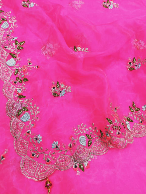 Heavy embroidery sequence work party wear organza silk
