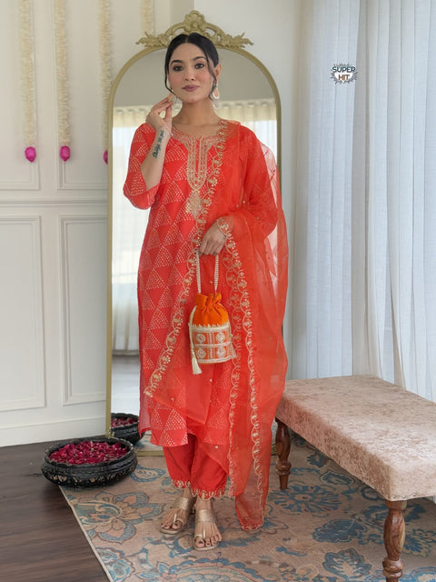 Viscose Embroidered Kurti With Bottom & Dupatta Suit