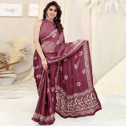 Printed Chiffon Saree with unstitched blouse