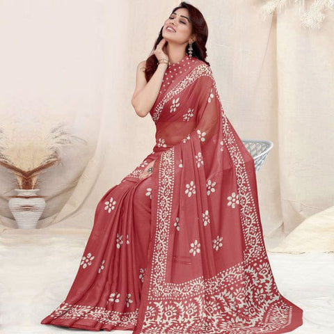 Printed Chiffon Saree with unstitched blouse