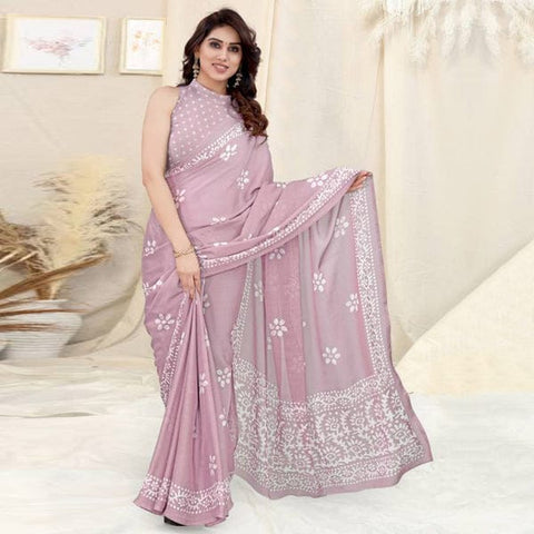Printed Chiffon Saree with unstitched blouse