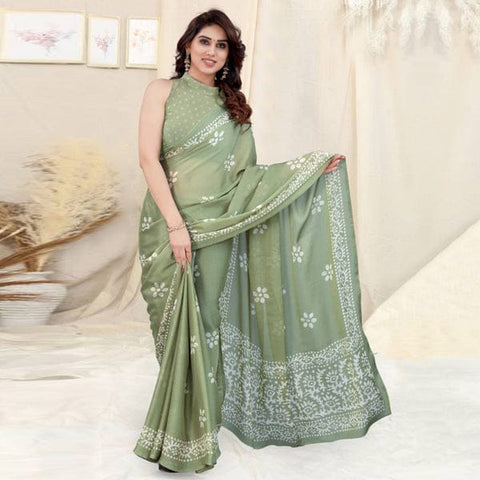 Printed Chiffon Saree with unstitched blouse