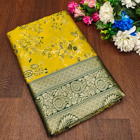 Pure Bright Colour Gold Toned Beautiful Trendy Banarasi Silk Woven Designer