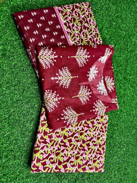 Printed Silk Blend Straight Suit With Dupatta