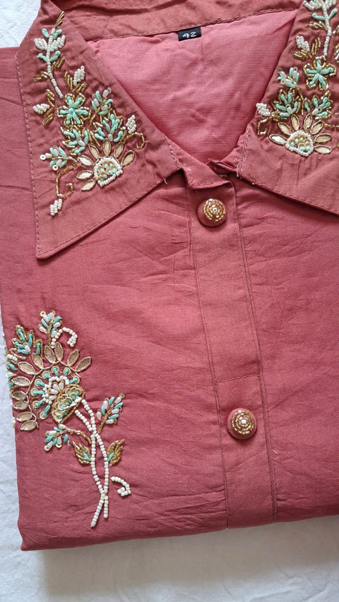 Heavy Chanderi cotton kurti pant with duptaa