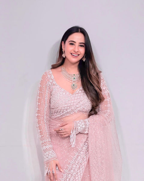 Embroidered Semi-Stitched Lehenga & Unstitched Blouse With Dupatta