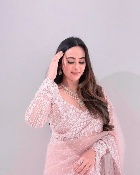 Embroidered Semi-Stitched Lehenga & Unstitched Blouse With Dupatta