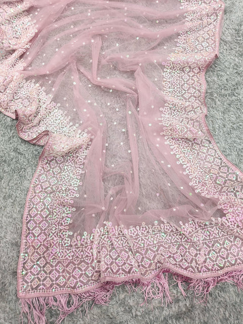 Embroidered Semi-Stitched Lehenga & Unstitched Blouse With Dupatta