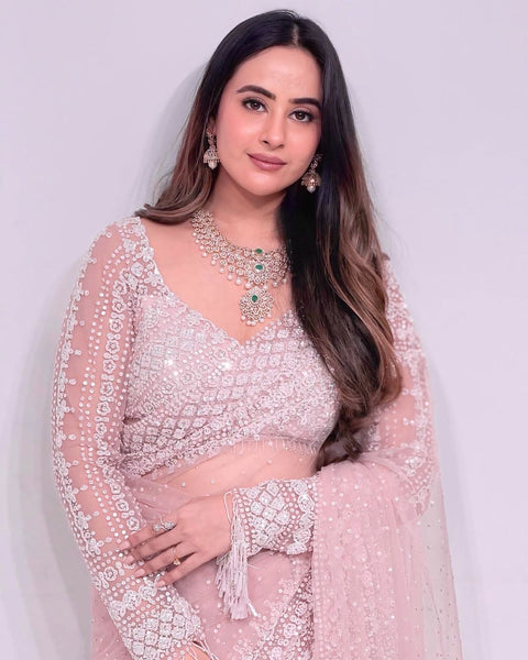 Embroidered Semi-Stitched Lehenga & Unstitched Blouse With Dupatta