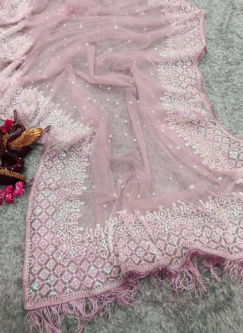 Embroidered Semi-Stitched Lehenga & Unstitched Blouse With Dupatta