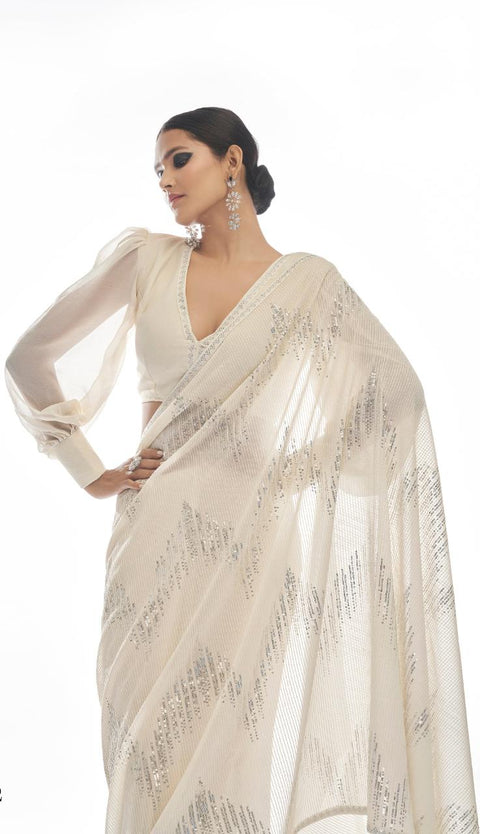 Fancy Embroidery Sequence Work And Hot Pix Boder Saree