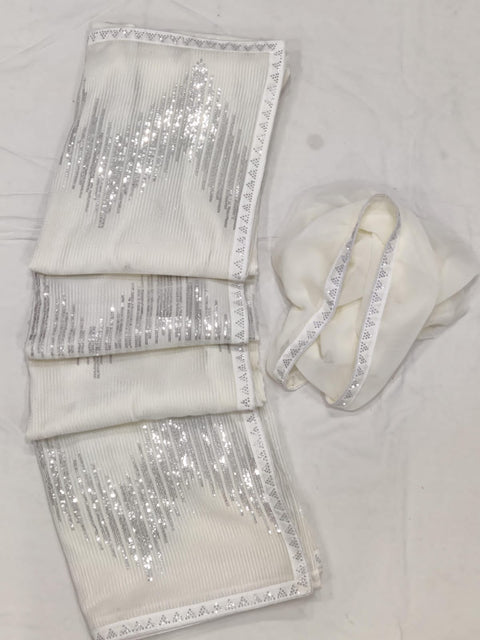 Fancy Embroidery Sequence Work And Hot Pix Boder Saree