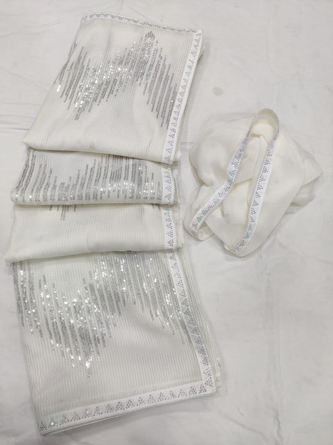 Fancy Embroidery Sequence Work And Hot Pix Boder Saree