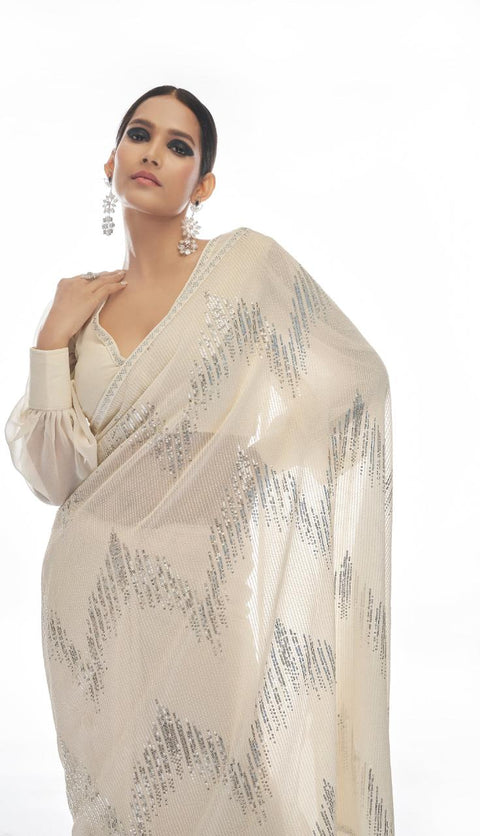 Fancy Embroidery Sequence Work And Hot Pix Boder Saree