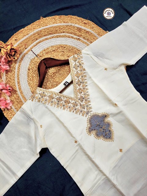 Sequence Embroidered Silk Blend Kurti With Pant And Crochet Worked