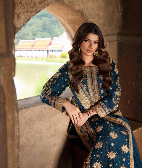 Heavy Embroidery Sequence Work Top-Bottom And Dupatta