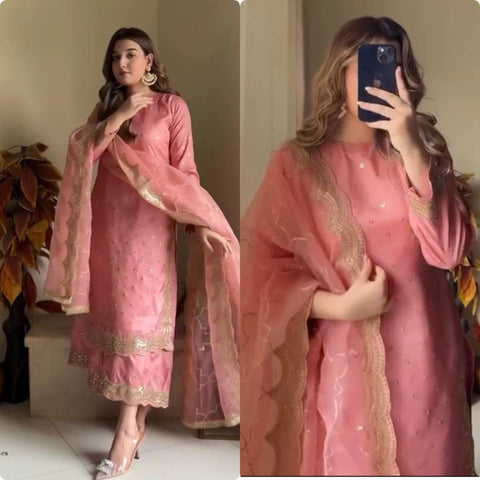 Heavy Pure Fox Georgette With Heavy Embroidered With Sequence