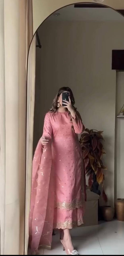 Heavy Pure Fox Georgette With Heavy Embroidered With Sequence